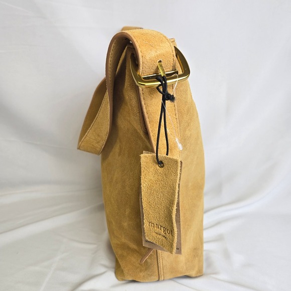Margot New York Kaye Bucket Suede Leather Tote Bag, Tan, MG3317, NWT $158 MSRP - Picture 3 of 13